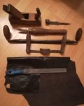 Altes Werkzeugpaket, Hobel Ziehmesser, Feile, Leder