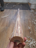 Rückenansicht mit Resten vom Bast