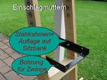 Einschlagmuttern und Stahlrahmenauflage