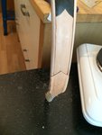 Hier die Verstärkung an der Stelle, auf der die Sehne aufliegt. Hier einfach oben aufgeklebt...