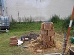 ...anschließend wurde das erste Feuer <br />zwecks durchtrocknung des Innenmantels<br />angezündet...